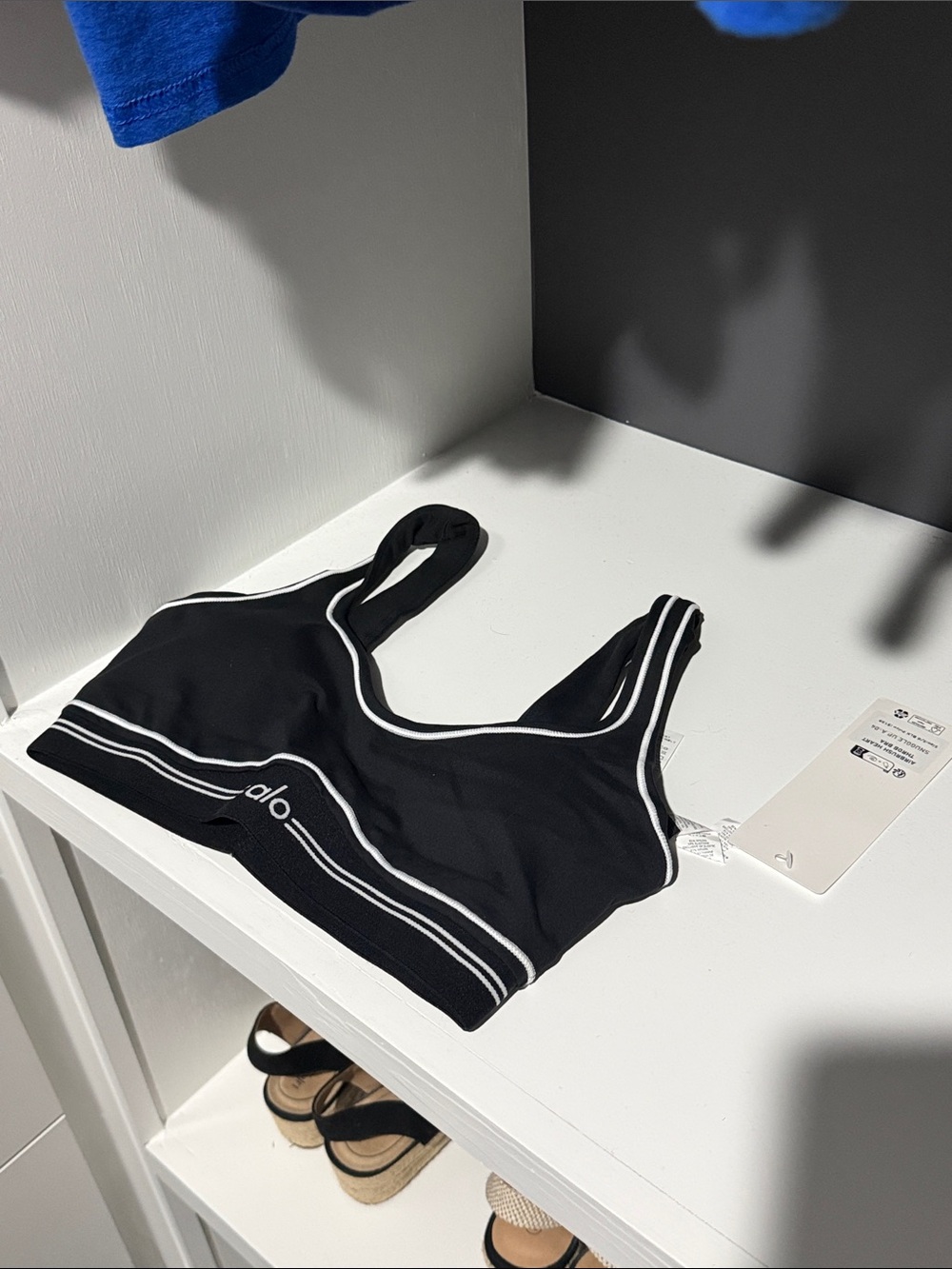ALO Yoga Black Sports Bralette with White Piping